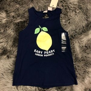 Manguun | Girl's Navy Blue & Lemon Tank Top | Navy | Large